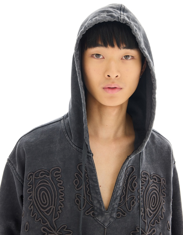 THE TALES - Textured Flower Embroidered Hooded Jacket