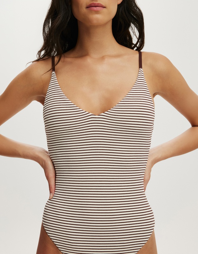 Cotton On Body - Thin Strap V Neck One Piece Cheeky