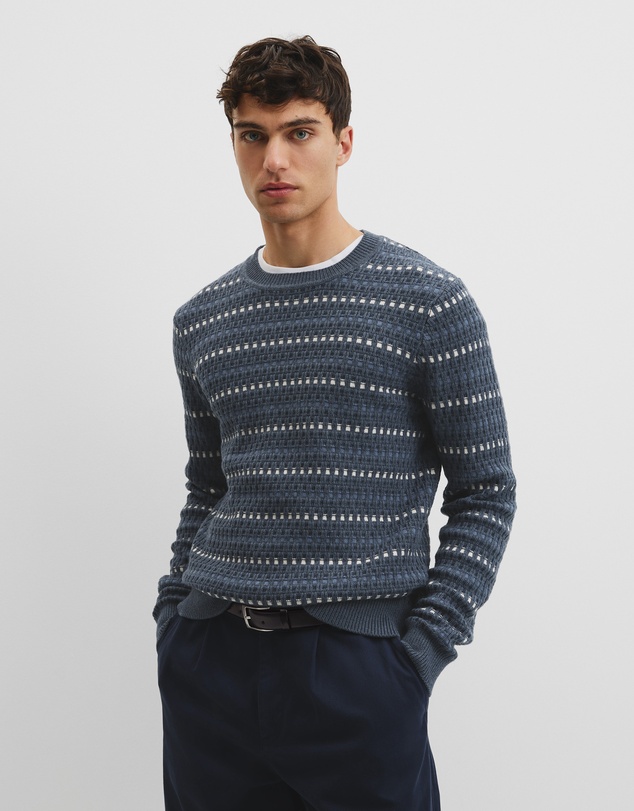 Country Road - Australian Good Earth Cotton Wool Blend Jacquard Check Knit