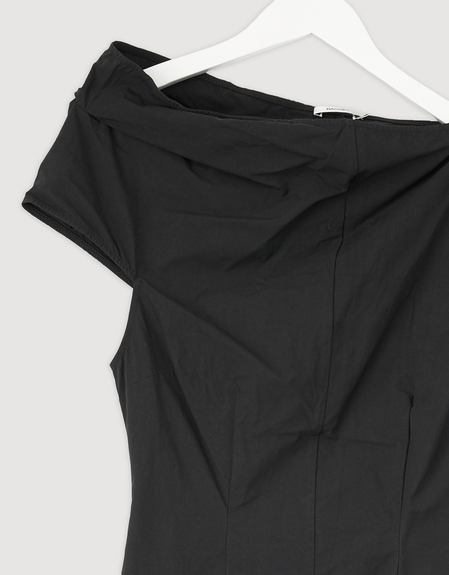 Revibe - Repaired Bassike Crushed Cotton Shoulder Dress - AU 2