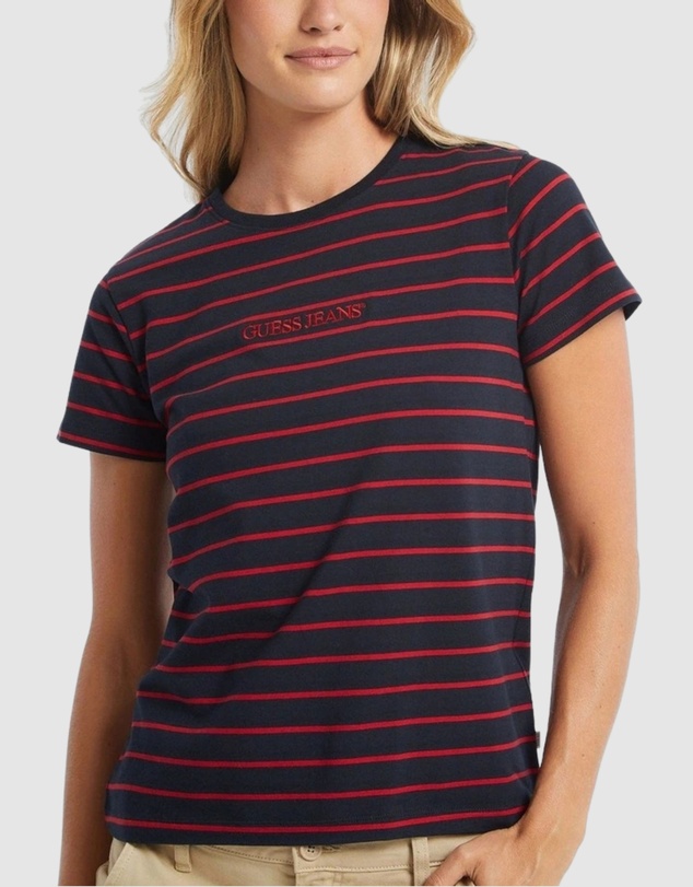 GUESS Jeans - GUESS JEANS Short Sleeve Crew Neck Striped Tee