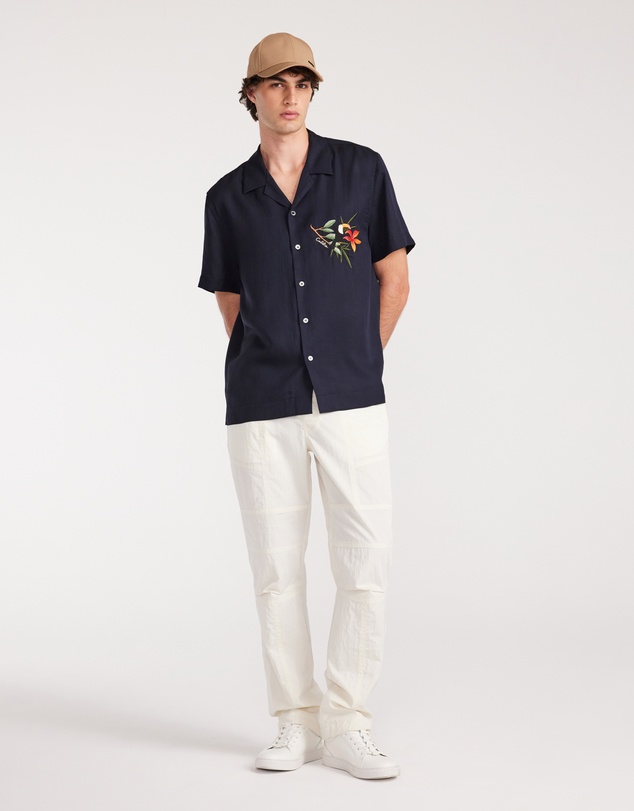 Calibre - Toucan Embroidery Short Sleeve Shirt Navy