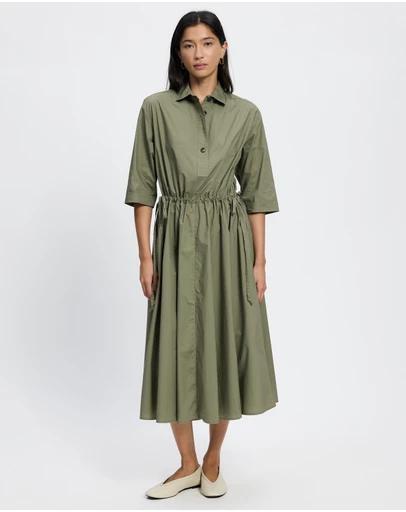 white christmas dresses Alma Denim Midi Dress – Teal Poppy