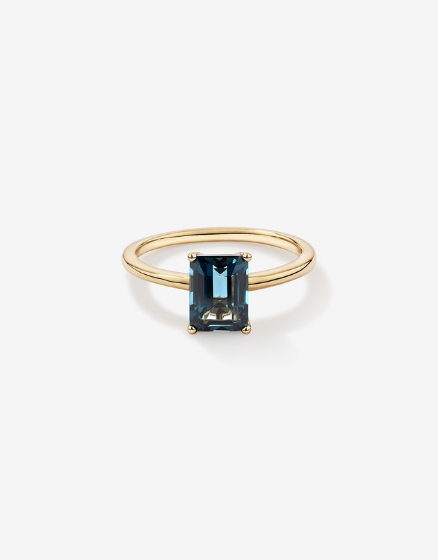 Michael Hill - Emerald Cut London Blue Topaz Gemstone Solitaire Ring in 10kt Yellow Gold