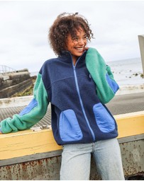Skwosh - Skwosh Polar Fleece Utility Jacket in Green/Blue