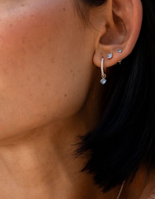 Dower & Hall - Women's 3mm Aquamarine Dewdrop Studs In Sterling Silver