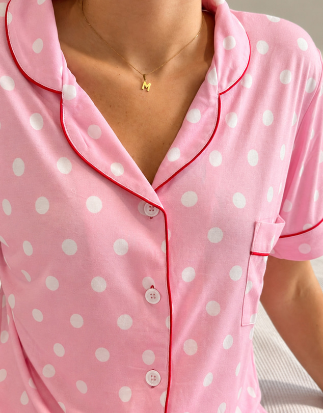 Sant And Abel - Women's Spotty Pink Bamboo Short PJ Set