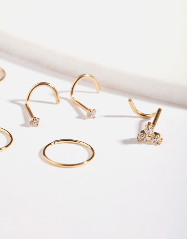 Lovisa - Gold Snake Diamante Nose 6-Pack