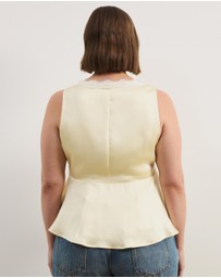 Atmos&Here Curvy - Sylvie Satin Lace Trim Top