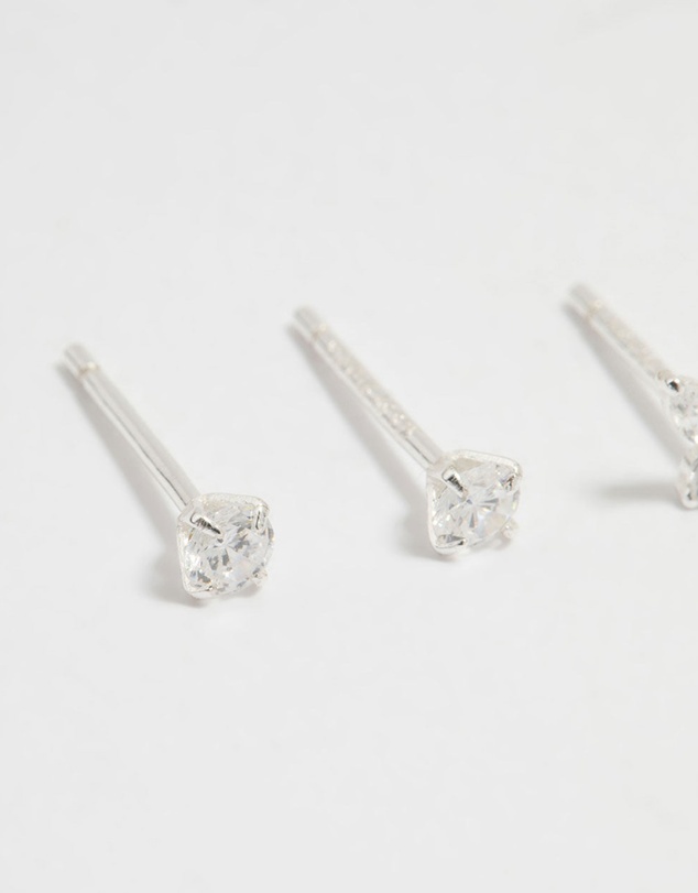Lovisa - Sterling Silver Cubic Zirconia Butterfly Stud & Hoop Earrings 3-Pack