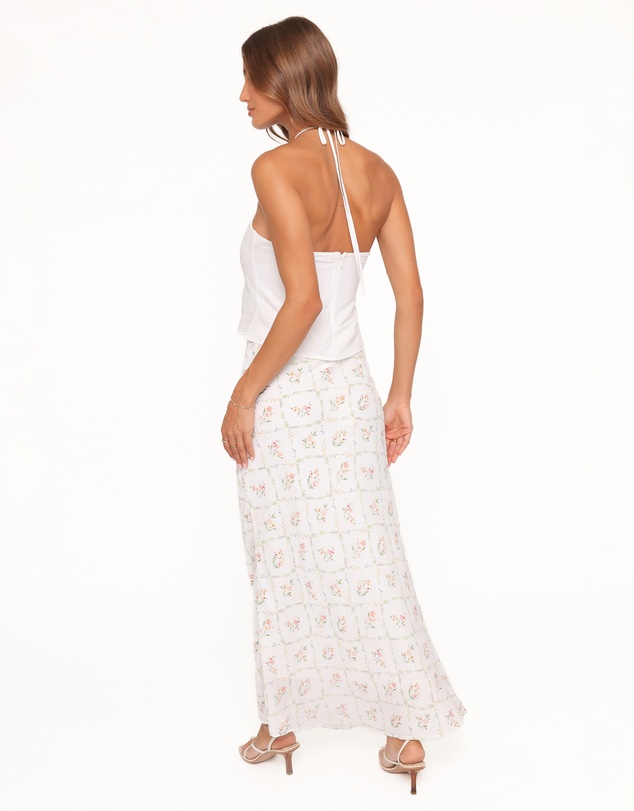 Petal & Pup - Steele Bias Maxi Skirt - White Vintage Floral
