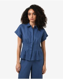 Forcast - Ami Linen Pleated Tuck Shirt