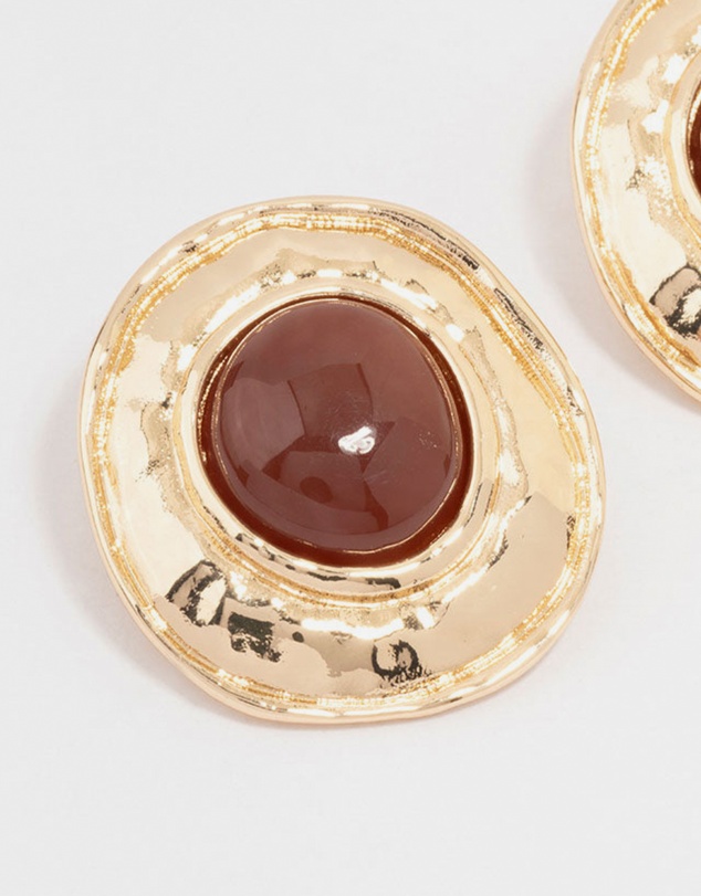 Lovisa - Gold Molten Circle Disc Stud Earrings