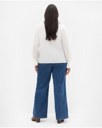 City Chic - Plus size Dakota Frill Top - ivory