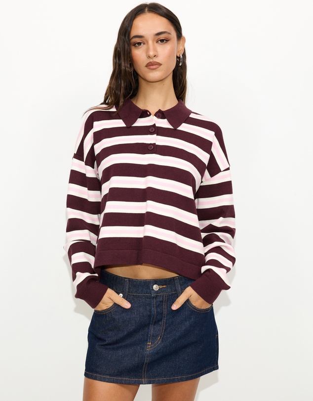Dazie - Piper Stripe Knit Polo