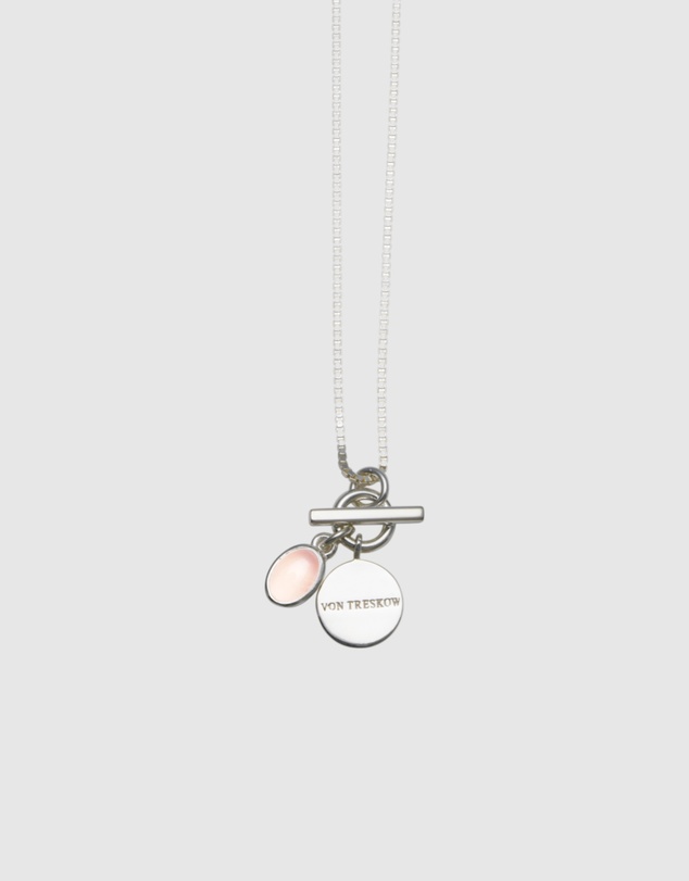 Von Treskow - Box Chain Necklace with Oval Rose Quartz