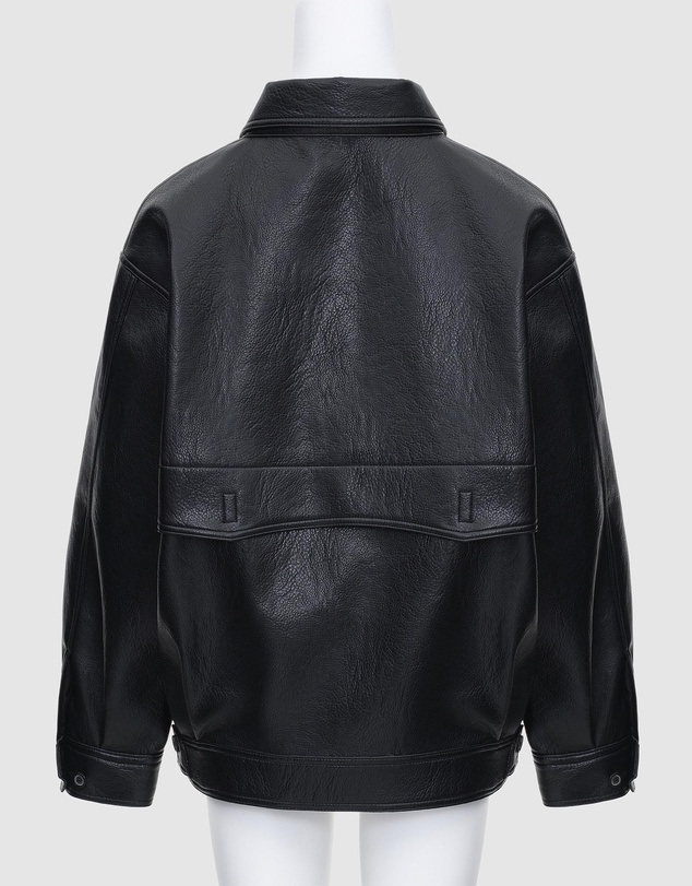 Source Unknown - Vitellino Double Breasted Faux Leather Jacket