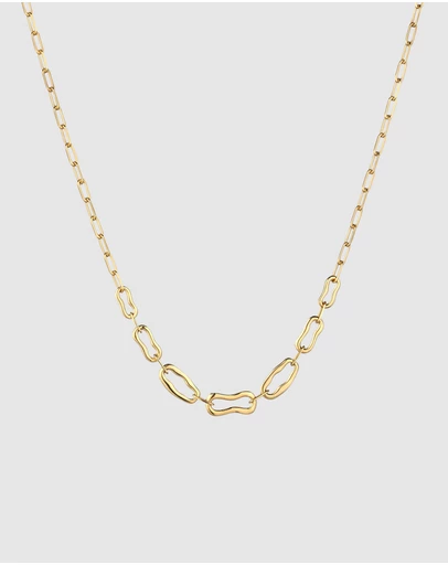 Elli Jewelry - Sculpted Organic Link Necklace in Gold-Plated 925 Silver