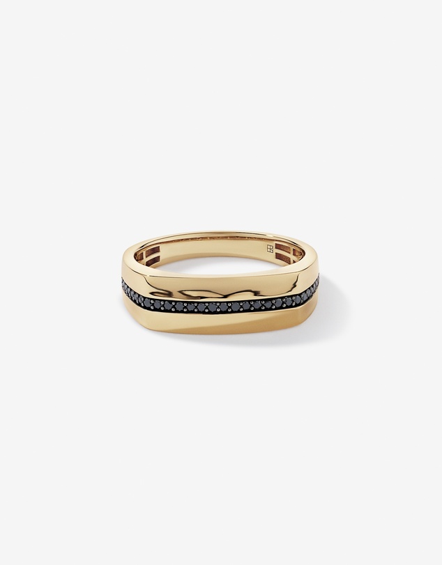 Michael Hill - 0.18 TW Black Diamond Men's Ring in 10kt Yellow Gold