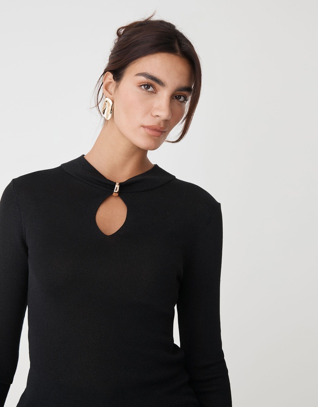 Forcast - Ciara Keyhole Lurex Knit Top
