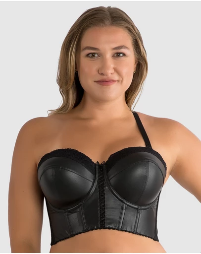 Parfait - Stevie Faux Leather Longline Bustier Bra Top