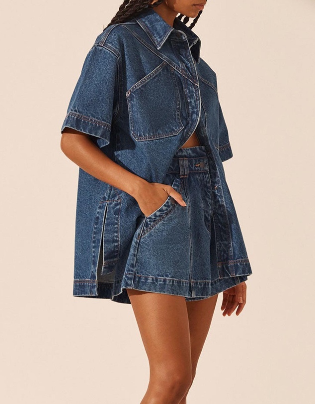 Shona Joy - Raquel Short Sleeve Curved Hem Shirt