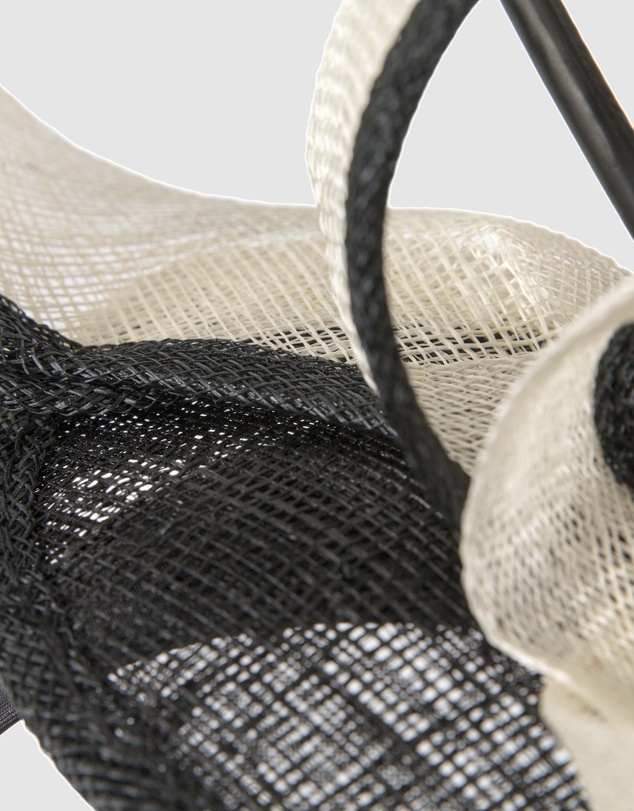 Max Alexander - Tall Black & Cream Sinamay Fascinator Headband