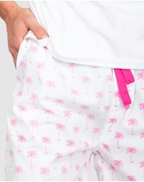 Sant And Abel - Men's Pink Palm Tree Sleep Shorts