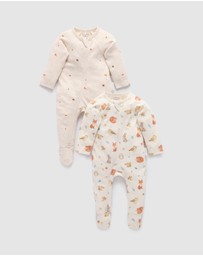 Purebaby - 2 Pack Zip Growsuit -Kids-Babies