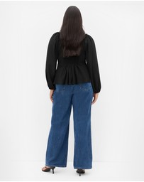 City Chic - Plus size Shayla Frill Top - black