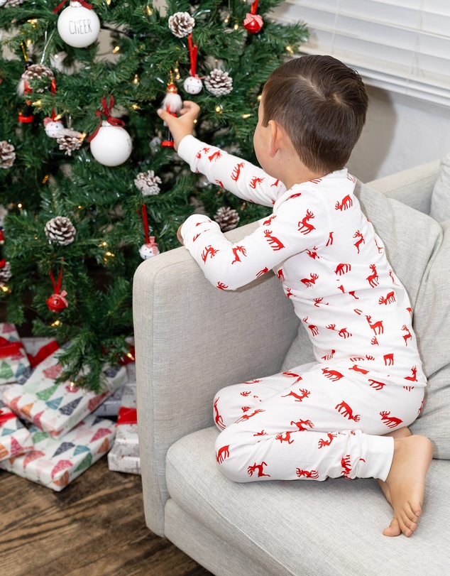 Sant And Abel - Kids Reindeer Red Long PJ Set