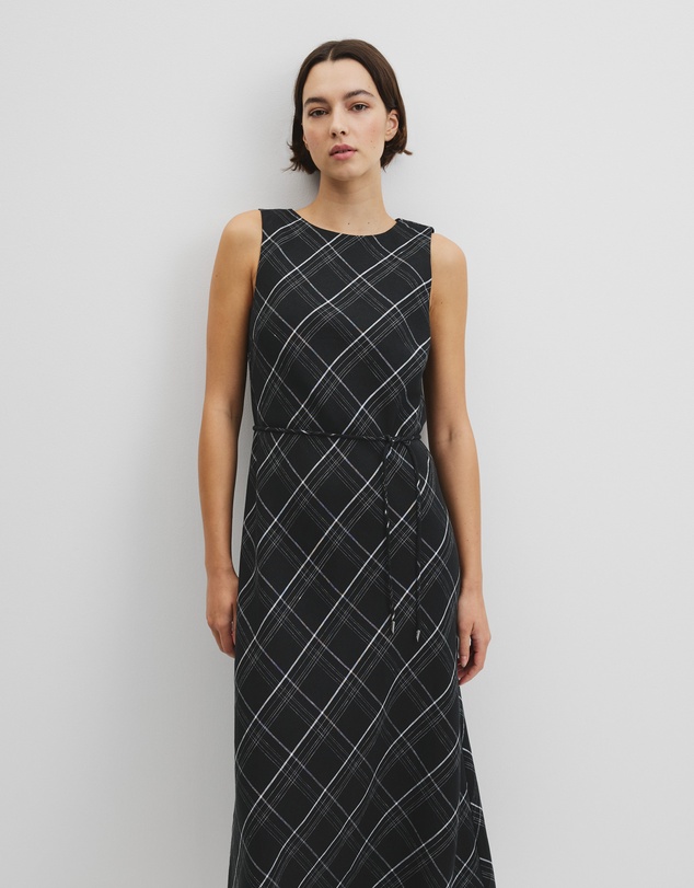 Country Road - Organically Grown Linen Check Maxi Dress