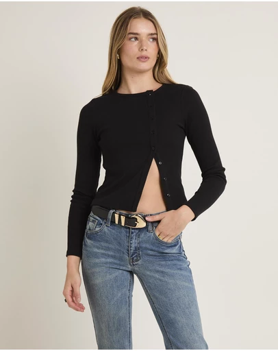 Subtitled - Maddy Button Asymmetric Top
