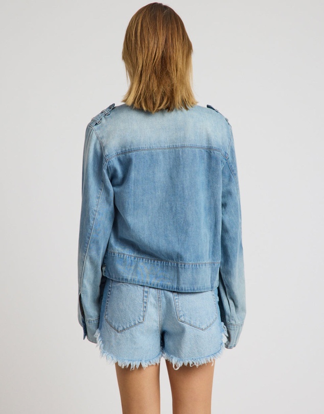 ONE TEASPOON - Victory Belle Denim Linen Jacket - Blue Latte