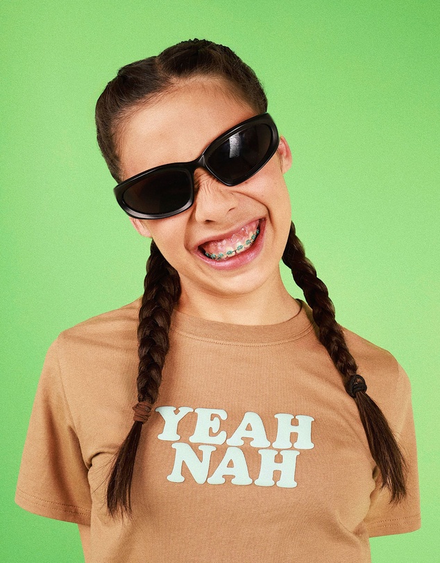 Skwosh - Yeah Nah Kids Slang Tee in Mocha
