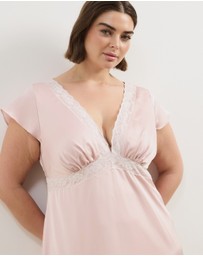 Atmos&Here Curvy - Becca Lace Trim Satin Maxi Dress