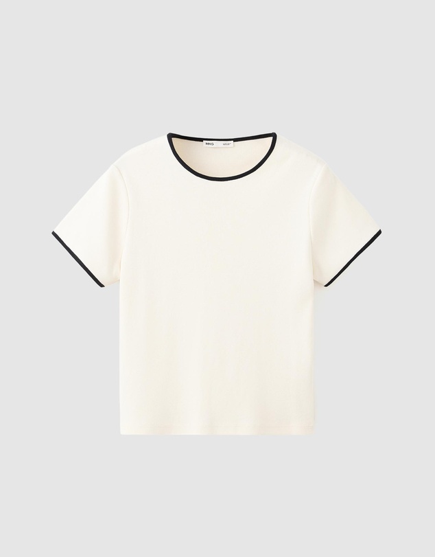 M.N.G - Cotton T-Shirt with Contrasting Trim
