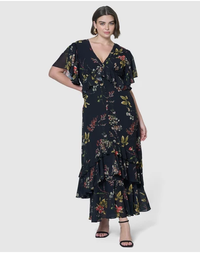 Pink Dusk by Curve Project - Lavinia Frill Maxi Dress