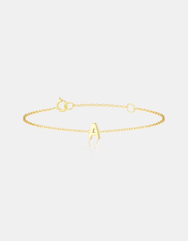 The Silver Collective - Petite A-Z Letter Bracelet Gold - A