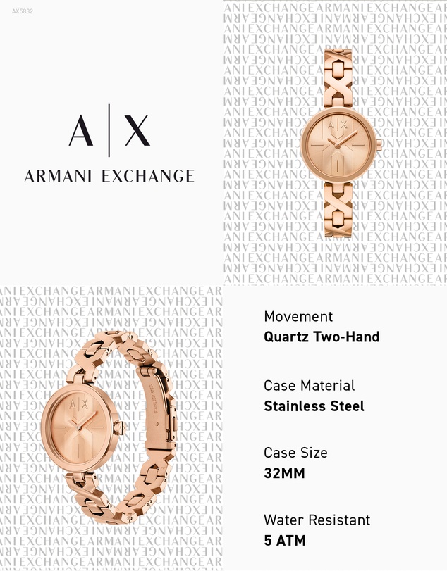 Armani Exchange - Rose Gold Analogue Watch