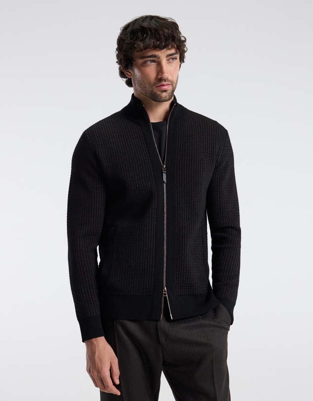 Calibre - Geometric Jacquard Cardigan Chocolate