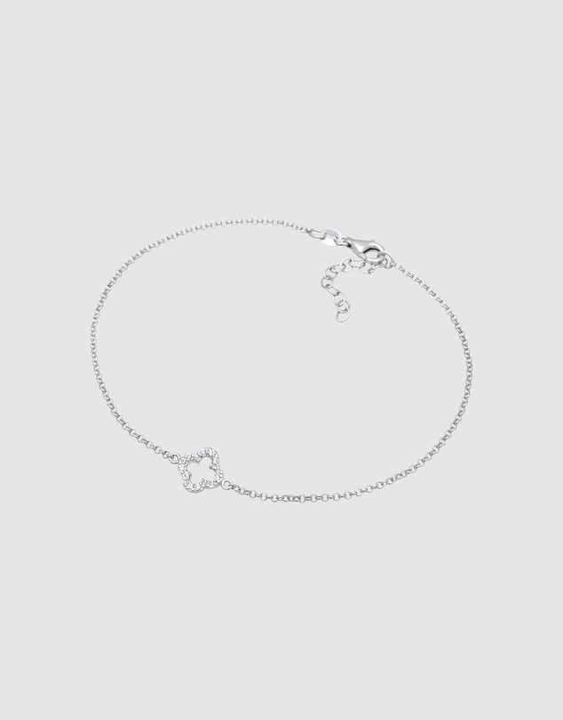 Elli Jewelry - Cloverleaf Zirconia Anklet in 925 Silver