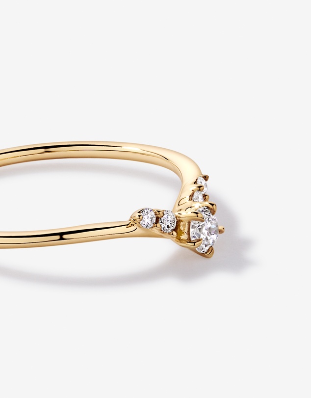 Michael Hill - 0.15TW Round Brilliant Laboratory-Grown Diamond Chevron Promise Ring in 10kt Yellow Gold