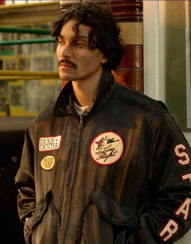 Duke + Dexter - Plus Black Satin Bomber Jacket