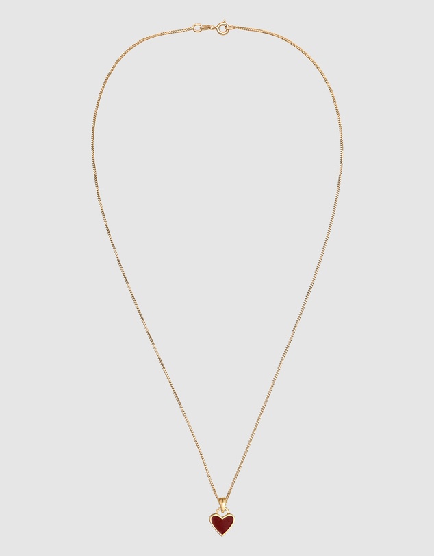 Elli Jewelry - Necklace Heart Pendant Cute with Enamel Red in 925 Sterling Silver Gold Plated