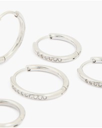 Lovisa - Waterproof Stainless Steel Cubic Zirconia Clicker Hoop Earring Pack
