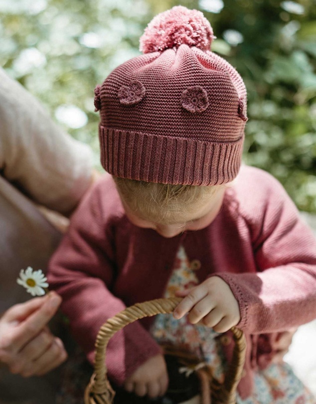 Purebaby - Crochet Flower Beanie -Kids-Babies