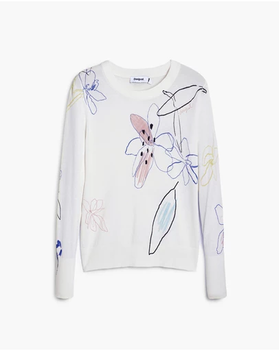 Desigual - Fine sweater with floral strokes