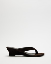 AERE - Suede Wedge Heel Thongs