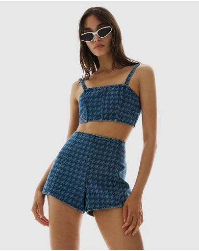 Perfect Moment - Denim Houndstooth Bralette